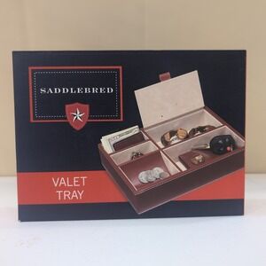 SADDLEBRED Mens Valet Tray Box Leather Top Organizer‎ Jewelry Watch Keys NEW